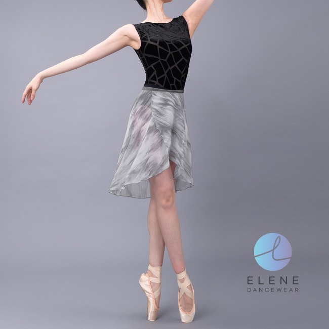 Marble Long Chiffon Wrap Skirt (Gray)
